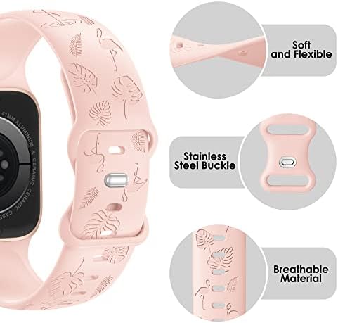 רצועות ספורט מעצבות חרוטות Aopigavi תואמות להקות Apple Watch 42 ממ 44 ממ 38 ממ 41 ממ 40 ממ 45 ממ 49 ממ, רצועת סיליקון רכה עמיד למים רצועת