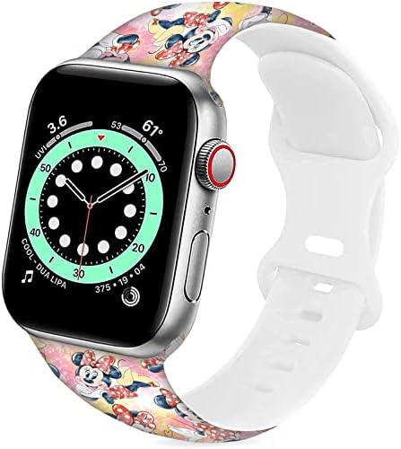 להקות מצוירות תואמות להקת Apple Watch 38 ממ 40 ממ 41 ממ 42 ממ 44 ממ 45 ממ, רצועת סיליקון רצועות כף יד תואמות לסדרת להקות IWatch Se 7 6
