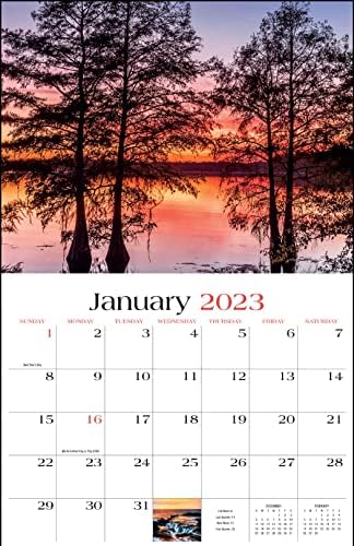 DAWN TO DUSK 2023 לוח השנה תלוי קיר - 19 X 11 2023 מתכנן מינוי חודשי ומארגן. צילומי זריחה ושקיעה יפהפיים כדי לראות כל חודש!