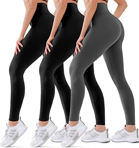 HMUUO 3 חותלות לחבילות לנשים להרים תחת מותניים גבוהות בקרת בטן ללא רעיית מכנסי יוגה אימון אימון חותלות