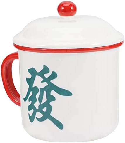 Veemoon מתנות בהתאמה אישית בסגנון סיני ספל מאהג'ונג מזל 560 מל כוס קפה אמייל קרמיקה עם מכסה חרסינה מזל טוב ספל תה כוס כוס שתייה כוס חלב