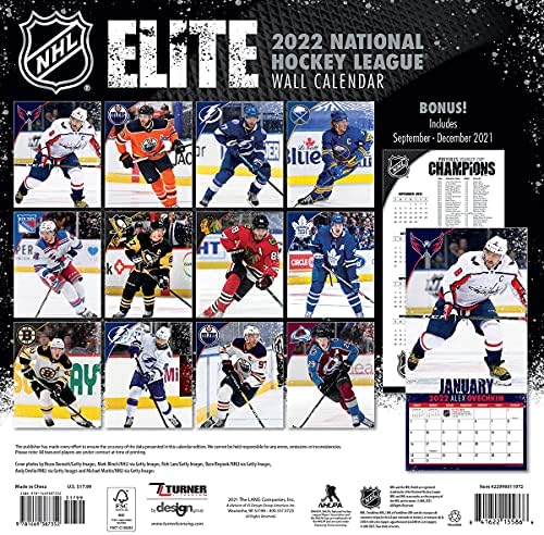 Turner Sports NHL Elite 2022 12x12 לוח השנה הקיר