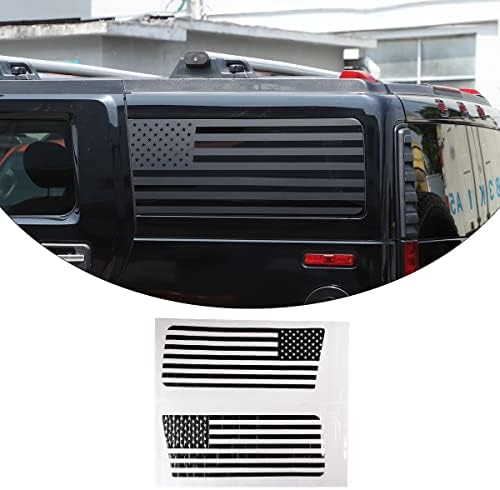 דגל אמריקאי ויניל אחורי צד אחורי מדבקות תואמות ל- Hummer H2 2003-2009, מדבקות חלונות מדבקות קדומות אביזרים חיצוניים