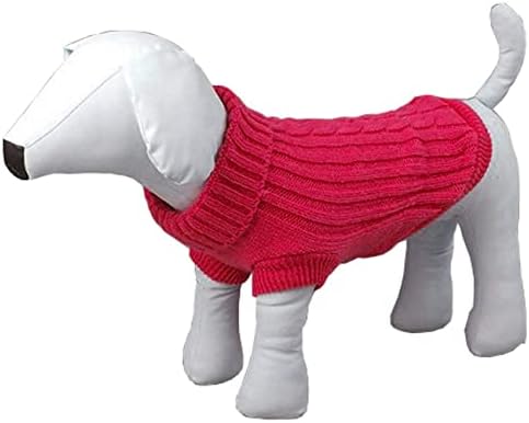 Life Life ® סוודר חיות מחמד מסורתי מסורתי - מעצב סוודר כלבים סרוג כבד כבל עם צוואן - בגדי כלבי חורף שנועדו לשמור על חום