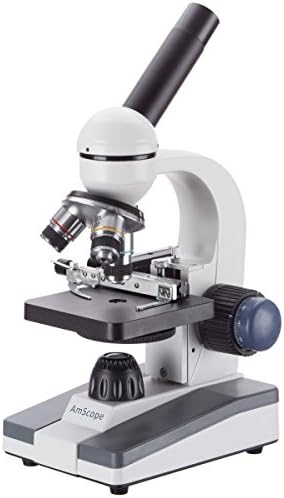 AMSCOPE M150C-MS מורכב מיקרוסקופ מונוקולרי, עיניים WF10X ו- WF25X ו- PS25 מכין שקופיות מיקרוסקופ מוכנות לחינוך בסיסי למדע ביולוגי, 25