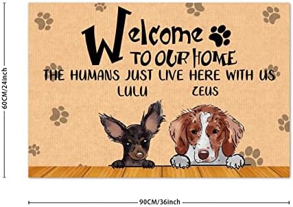 ברוך הבא לביתנו בני האדם פשוט גרים כאן איתנו מרפסת דלת הכניסה מחוץ לכלב כלבים מותאמים אישית כלבים כפות הדפס שטיחי קוקוס קוקוס מתנה ידידותית
