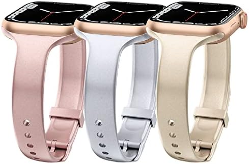 IEOVIEE SILICONE רצועות צרות תואמות להקת Apple Watch 41 ממ 45 ממ 38 ממ 40 ממ 42 ממ 44 ממ, רצועה רכה רזה רצועות ספורט ספורט ספורט לסדרה