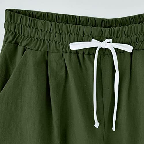 מכנסי טרנינג לנשים אופנה שרוך גמישות מותניים מכנסיים קצרים כושר רזה אצן מזדמן ספורט קצר צפצף עם כיס