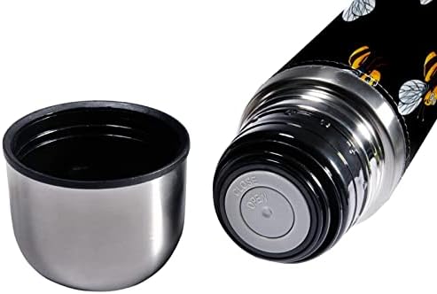 SDFSDFSD 17 גרם ואקום מבודד נירוסטה בקבוק מים ספורט קפה ספל ספל ספל עור אמיתי עטוף BPA בחינם, דבורה