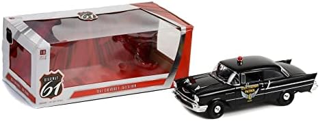 מודלמכוניות צעצוע 1957 שברולט 150 סדאן-אוהיו סיירת כביש, שחור-גרינלייט כביש 18028-1/18 סולם דייקאסט רכב