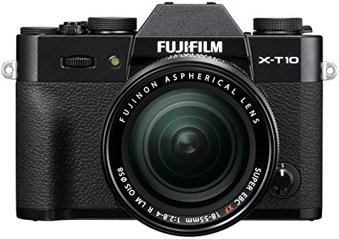 ערכת מצלמה דיגיטלית ללא מראה שחורה של פוג ' יפילם אקס-טי 10 עם עדשת מצלמה דיגיטלית ללא מראה 18-55 מ מ 2.8-4.0 ר
