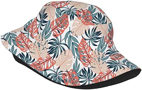 כובע דלי לנשים גברים טרופי עלה כובע שמש כובע חיצוני חופשה חיצונית חוף קיץ חוף כובע דיג