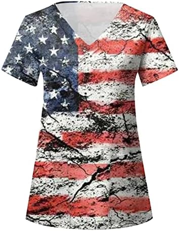 חולצות שרוול ארוך לנשים יום העצמאות לנשים הדפס חולצות קיץ יומיות לנשים פוליאסטר ארוך