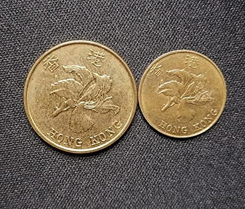 סט מטבעות אסייתי, 2 סטים של מהדורת הונג קונג באוהיניה 1 סנטימטר וחמישה סנטימטר מטבעות נחושת הונג קונג, מקאו וטייוואן מטבע מזל מטבע