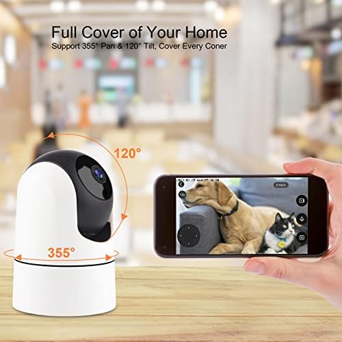 מצלמת אבטחה ביתית של Krumano 2K מקורה, מצלמות WiFi 2.4 גרם לאבטחה ביתית, פאן והטיה של צג תינוקות מצלמה לכלב מחמד עם אפליקציית טלפון, ראיית