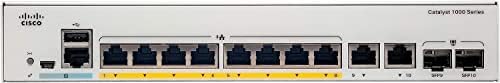 Cisco Catalyst 1000-8FP-E-2G-L מתג רשת, 8 gigabit Ethernet POE+ יציאות, 120W תקציב POE, 2 1G SFP/RJ-45 יציאות קומבו, פעולה ללא מאוורר,