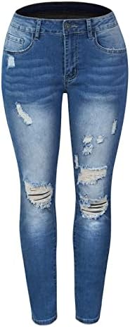 מכנסי ג'ינס ג'ינס של CJHDYM מכנסיים אופנה שמלות ג'ינס דקיקות מוצקות מכנסיים אמצע מותן מגף מגף חיתוך בגדי לבוש מכנס למכנסיים
