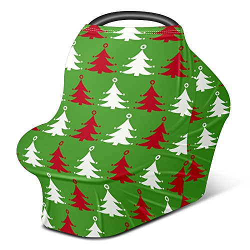 מושב מכונית לתינוק מכסה דפוס עץ חג מולד לבן אדום כיסוי סיעוד ירוק כיסוי עגלת צעיף הנקה לחופית עגלת תינוקות מרובת שימושים בתינוקות לבנים,