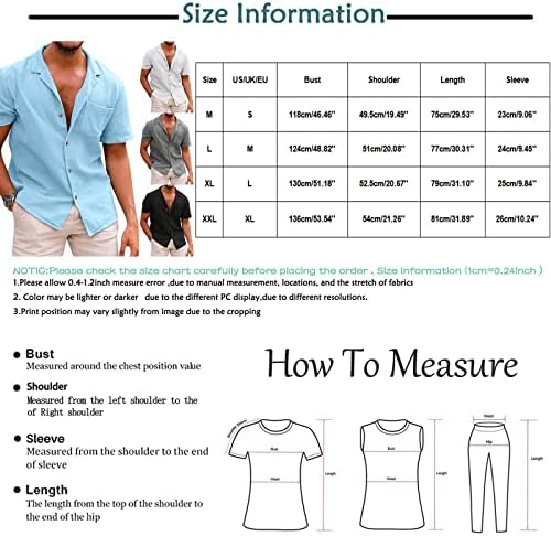 חולצות פשתן כותנה לגברים כפתור שרוול קצר חולצה למטה צווארון יבש מהיר צווארון ג'נטלמנים גדולים וגבוהים