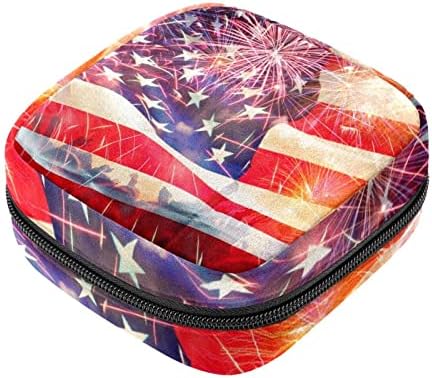 תיק תקופתי, תיק אחסון מפיות סניטרי, כיס תקופת, תיק איפור נסיעות, דפוס דגל אמריקה של יום העצמאות
