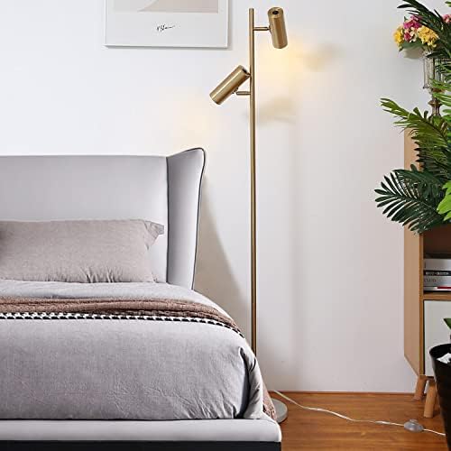 תאורת HSYILE KU300211 נעימה אלגנטית מודרנית חדר שינה יצירתי ומנורת רצפת סלון, תאורת מוט גבוהה למשרד - עם נורה - גימור פליז - מנורת רצפת