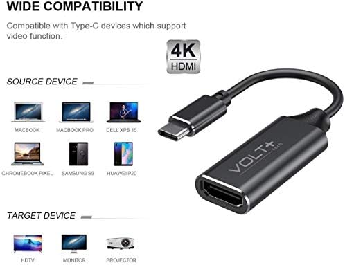עבודות מאת Volt Plus Tech HDMI 4K USB-C ערכת תואם למתאם Professional JBL Tune 510BT עם פלט דיגיטלי מלא של 2160p, 60Hz!