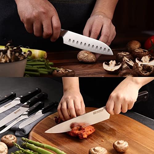 מטבח סכיני סט 6 חתיכה עם 16 אינץ מגנטי סכין רצועת חד שף בישול סכין סט, גבוהה פחמן נירוסטה מקצועי יפני חיתוך סכיני עם אלגנטי אריזת מתנה