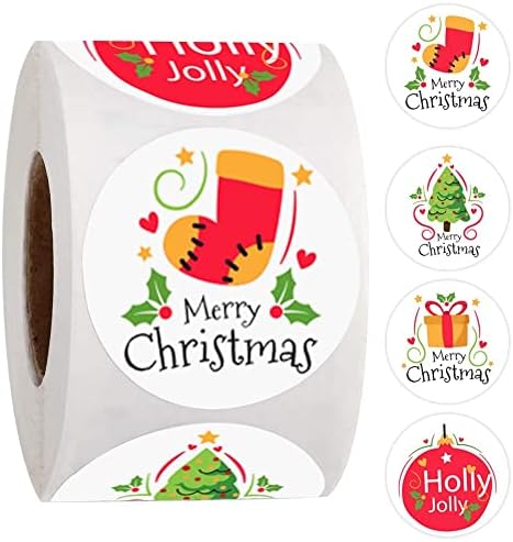 החג שמח זר סימן, 100-500 יחידות החג שמח מדבקות עגול מדבקות חג המולד תג עבור מעטפת איטום מתנה דקור חנות מוצר אריזה מדבקות