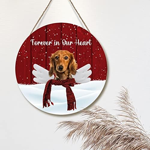 כלב זר כניסה לחג המולד כלב בגן עדן לנצח בלבנו לוח עץ אדום כלב באפלו אדום עם שלט עץ שלט עץ כלב בלגי שלט רועה בלגי למרפסת קדמית סלון 10x10in