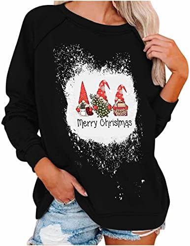 מולבן חולצות לנשים בתוספת גודל רופף סווטשירט ארוך שרוול גרפי הדפסת קומפי רך צוואר סוודר חולצות עבור חג המולד