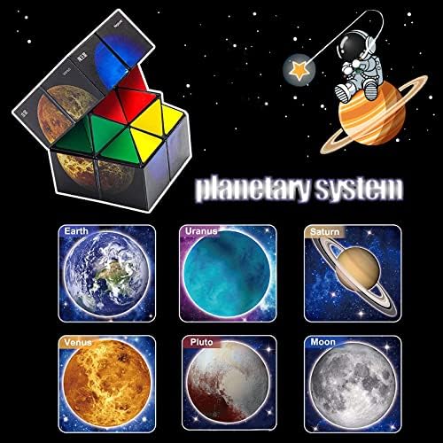 Luaxkpi 2 ב 1 ילדים קובעת קוביית קסם צעצועים עם מערכת סולארית צבעונית תבנית כוכב לכת לבנות בנים