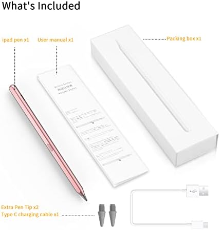 AZX iPad עפרון 9/10 עפרון חרט, עט חרט פעיל של נקודה פקודה עבור Apple iPad תואם לשנת 2018-2023 Apple iPad Pro 11/12.9 אינץ ', אייפד אייר,