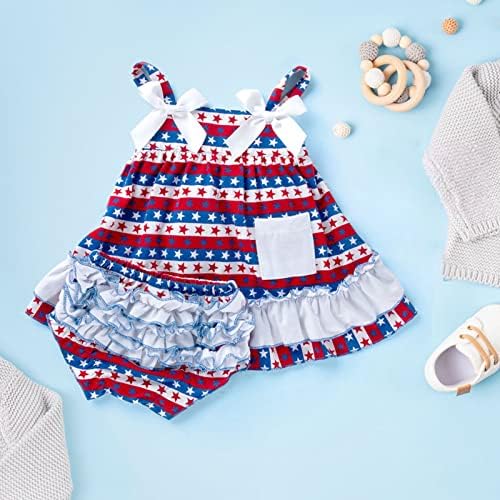 ילדות קטנות מתלבשות ילדות קיץ בנות עצמאות יום עצמאות סט כוכב שמלת הדפס שמלת תינוקות של ילדת תינוקות סט בגדי קיץ