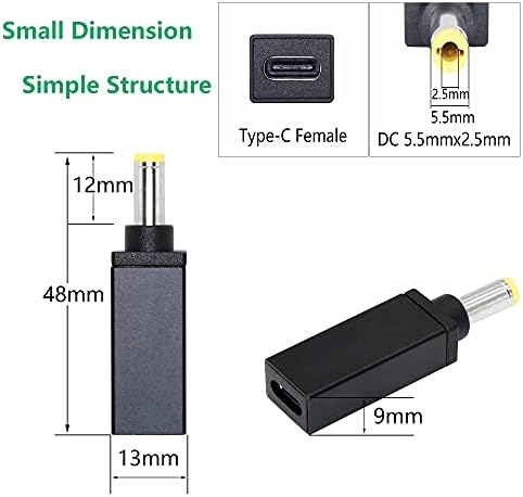 CERRXIAN 100W PD USB סוג C קלט נקבה ל- DC 5.5 ממ x 2.5 ממ מתאם טעינה