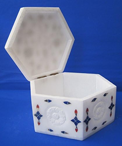 Crabtslook Box תכשיטים לפיס Pietra Dura Inlay מתנות חג המולד הבית