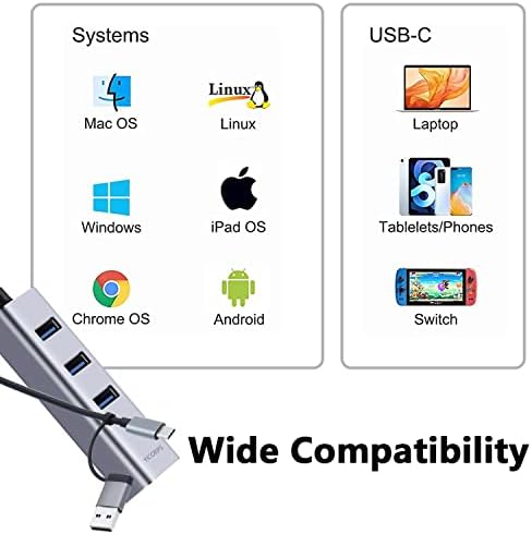 USB C למתאם Ethernet YICORPS 3 PORT USB 3.0 Expander Hub ל- RJ45 LAN עם מתאם LAN של Gigabit Ethernet LAN עבור MacBook/Windows 10/8.1/Surface