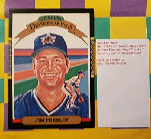 1986 Leaf Inc® Jim Presley, טורונטו Blue Jays ™ Donruss Diamond Kings ™ 4 ¾ x 7 אינץ 'פוצץ כרטיס בייסבול