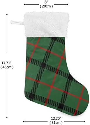 קיגאי ירוק ושחור בופלו בדוק גרבי חג המולד, גרבי קנדי ​​תלויים ממתקים עם קטיפה של קריסטל לחג משפחתי לחג חג המולד, 12 x 18 אינץ '