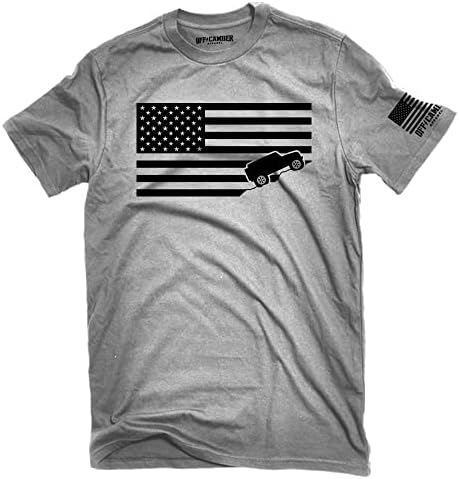 חולצת דגל אמריקאית אפר אפור מיוצר בחולצת טריקו בארהב מושלמת לבעלי 4x4