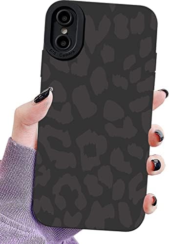 Luowan Black Leopard מיועד למארז ה- iPhone XR, דפוס הדפסה של צ'יטה מט חמוד TPU לנשים בנות נשים, יוקרה אופנה Deisgn כיסוי מגן 6.1 אינץ