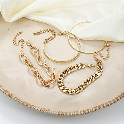 זהב צמידי צמידים לנשים תכשיטי עבור נשים בנות בני נוער קישור שרשרת צמידי סט עבור תלבושות יד יד תכשיטים