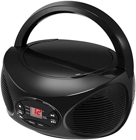 GPX נייד Bluetooth FM רדיו Boombox ונגן CD, שחור