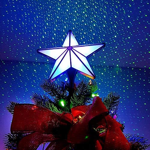 Blisslights Shining Star Topper Tree Topper - LED צבעוני מואר קישוט מופע, תאורת מקרן לחג מקורה