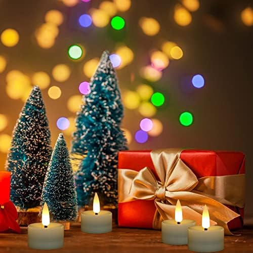 Yme 12 חבילות נרות חסרי פלימה עם פתיל תלת מימד, סוללת LED המופעלת על תה נרות קלים עם אור לבן מהבהב לחתונה לחתונה בית חג המולד מקורה קישוטי