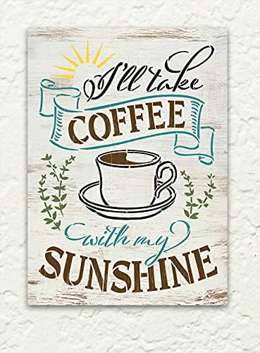 קפה עם סטנסיל השמש שלי על ידי סטודיו12 / ספל-סניפים / עשה זאת בעצמך מטבח קפה בית תפאורה / מלאכה וצבע עץ סימן / בחר גודל