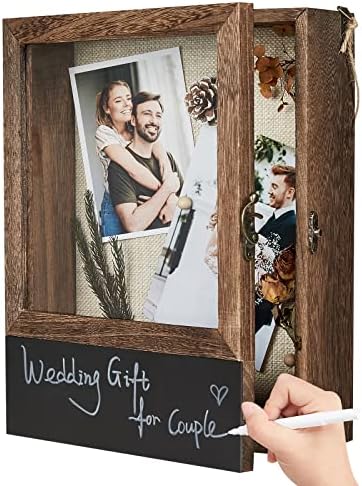 AW כלה 【מתנות זוגיות: 8.5x16 מסגרות תמונה גדולות של קופסת צל + קופסת כרטיסי חתונה למתנות אירוסין לחתונה לזוג