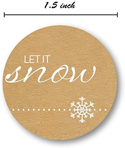 לתת לו שלג חג מדבקות / 500 חום קראפט חורף פתית שלג תוויות / 1.5 חג המולד כרטיס מעטפת חותמות