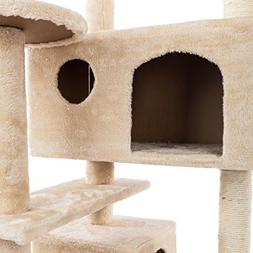 תוצרת בית 52 מוצק חמוד סיסל חבל קטיפה חתול לטפס עץ חתול מגדל בז'