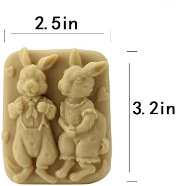 ניקול טבעי בעבודת יד סבון סיליקון עובש אוהבי ארנב דפוס מלאכת שרף חימר שוקולד סוכריות עובש