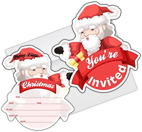 הזמנות למסיבת חג המולד כרטיס חייזרים, ציוד למסיבות חג המולד, הזמנות למקלחת לתינוקות לחג המולד לילדים נערים ומבוגרים, נושא סנטה - YQK005